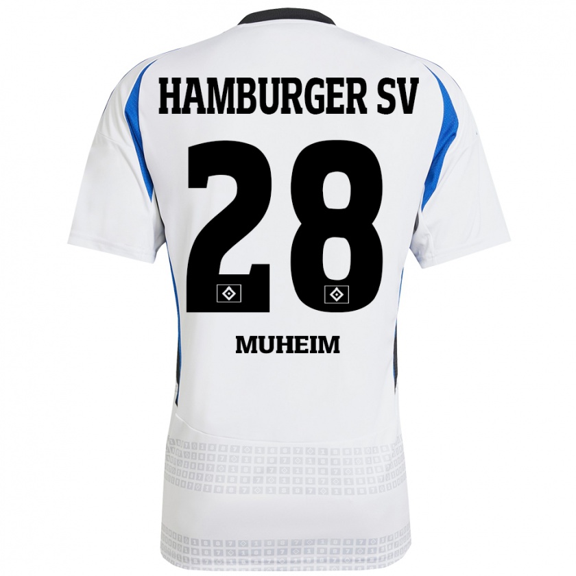 Kandiny Kinder Miro Muheim #28 Weiß Blau Heimtrikot Trikot 2024/25 T-Shirt