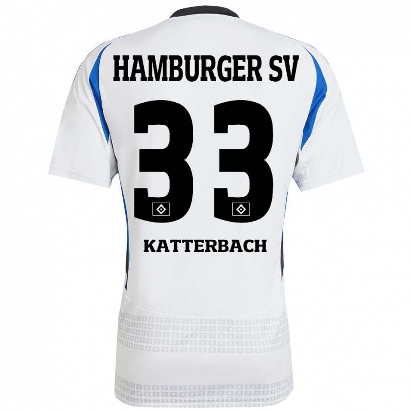 Kandiny Kinder Noah Katterbach #33 Weiß Blau Heimtrikot Trikot 2024/25 T-Shirt