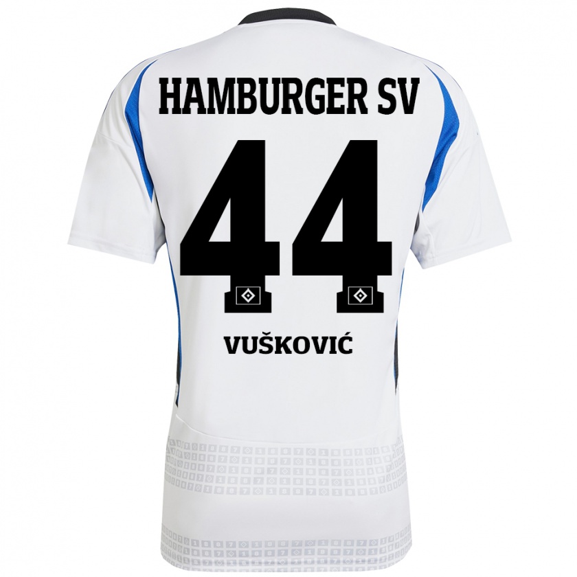 Kandiny Kinder Mario Vuskovic #44 Weiß Blau Heimtrikot Trikot 2024/25 T-Shirt