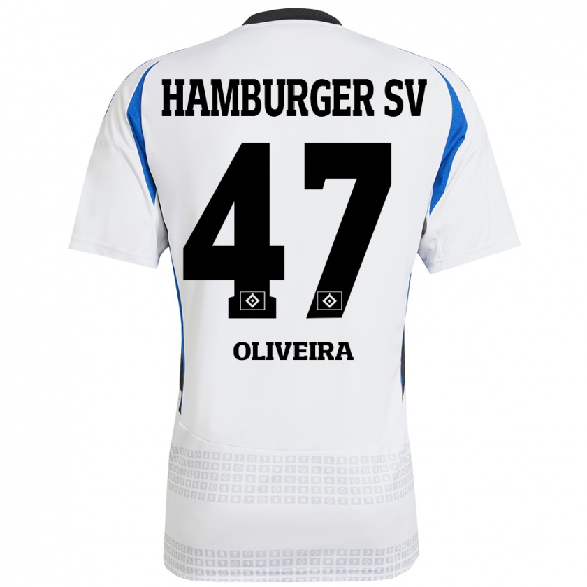 Kandiny Kinder Nicolas Oliveira #47 Weiß Blau Heimtrikot Trikot 2024/25 T-Shirt