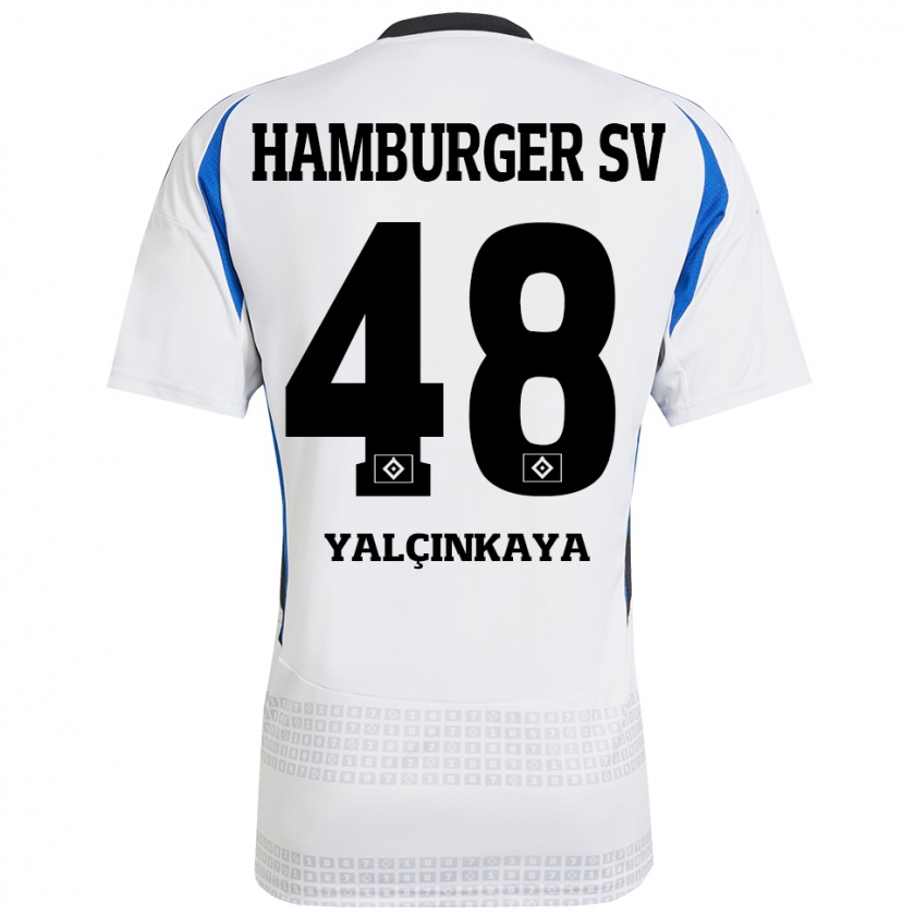 Kandiny Kinder Bilal Yalcinkaya #48 Weiß Blau Heimtrikot Trikot 2024/25 T-Shirt