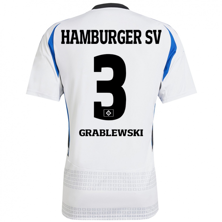 Kandiny Kinder Max Grablewski #3 Weiß Blau Heimtrikot Trikot 2024/25 T-Shirt