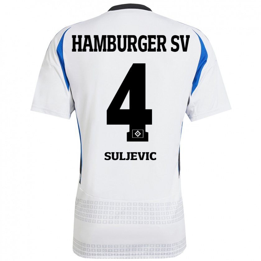 Kandiny Kinder Almin Suljevic #4 Weiß Blau Heimtrikot Trikot 2024/25 T-Shirt