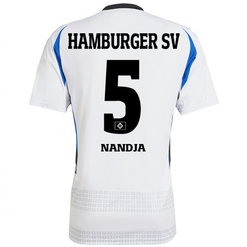 Kandiny Kinder Shafiq Nandja #5 Weiß Blau Heimtrikot Trikot 2024/25 T-Shirt