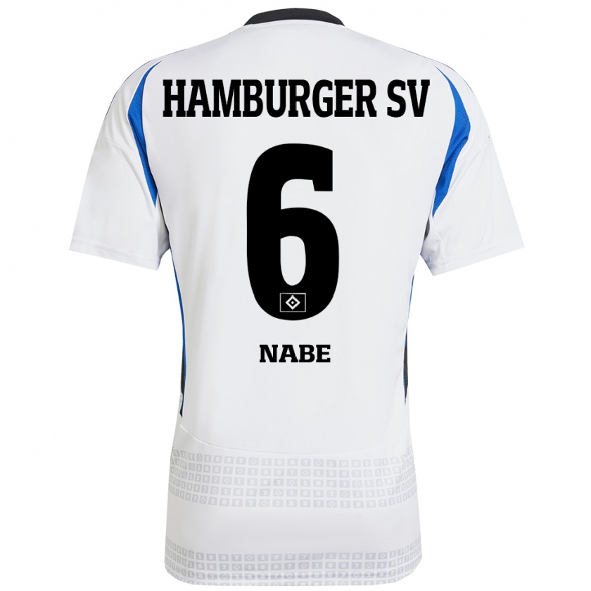 Kandiny Kinder Jamal Nabe #6 Weiß Blau Heimtrikot Trikot 2024/25 T-Shirt