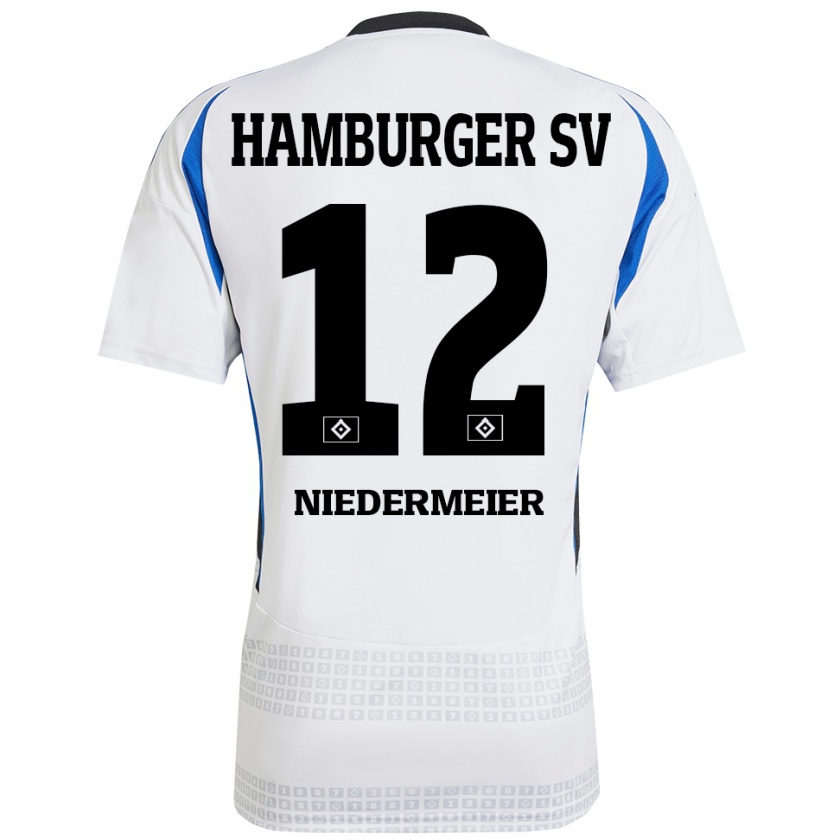 Kandiny Kinder Philipp Niedermeier #12 Weiß Blau Heimtrikot Trikot 2024/25 T-Shirt