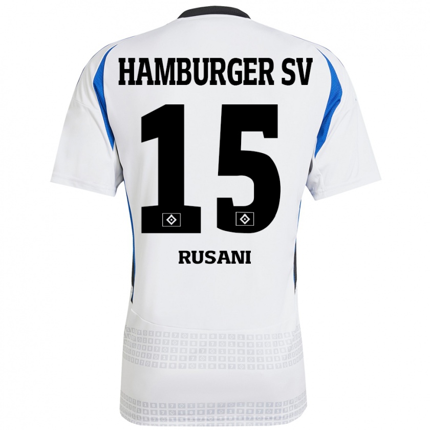 Kandiny Kinder Yasin Rusani #15 Weiß Blau Heimtrikot Trikot 2024/25 T-Shirt