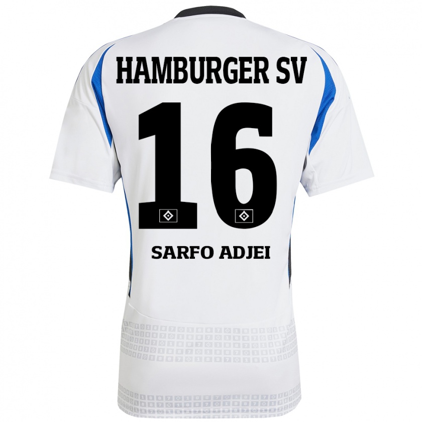 Kandiny Kinder Maximilian Sarfo-Adjei #16 Weiß Blau Heimtrikot Trikot 2024/25 T-Shirt