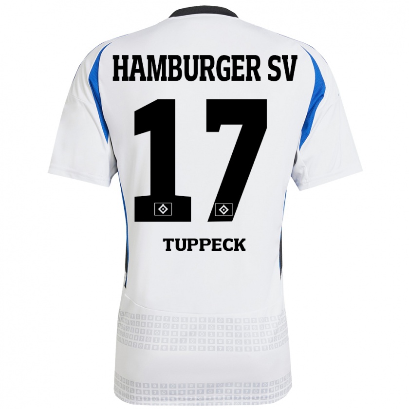 Kandiny Kinder Niklas Tuppeck #17 Weiß Blau Heimtrikot Trikot 2024/25 T-Shirt