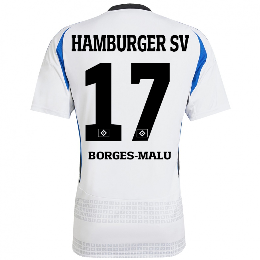 Kandiny Kinder Louis Borges-Malu #17 Weiß Blau Heimtrikot Trikot 2024/25 T-Shirt