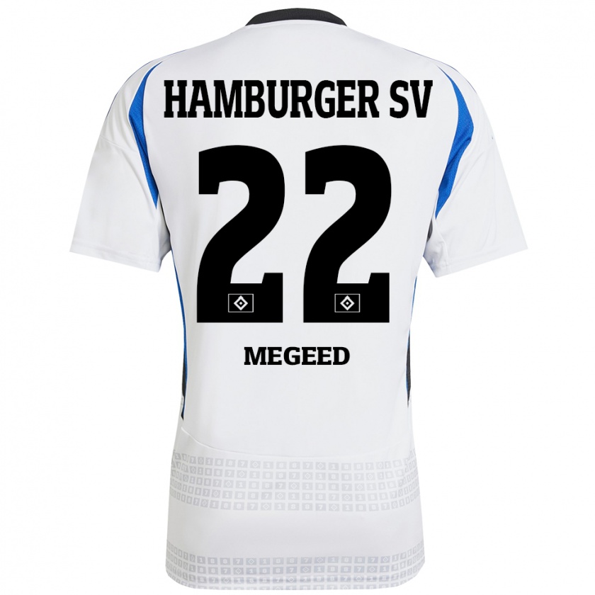 Kandiny Kinder Omar Megeed #22 Weiß Blau Heimtrikot Trikot 2024/25 T-Shirt