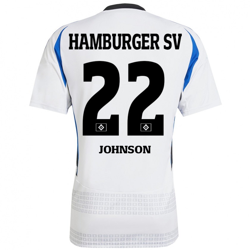 Kandiny Kinder Emmanuel Johnson #22 Weiß Blau Heimtrikot Trikot 2024/25 T-Shirt