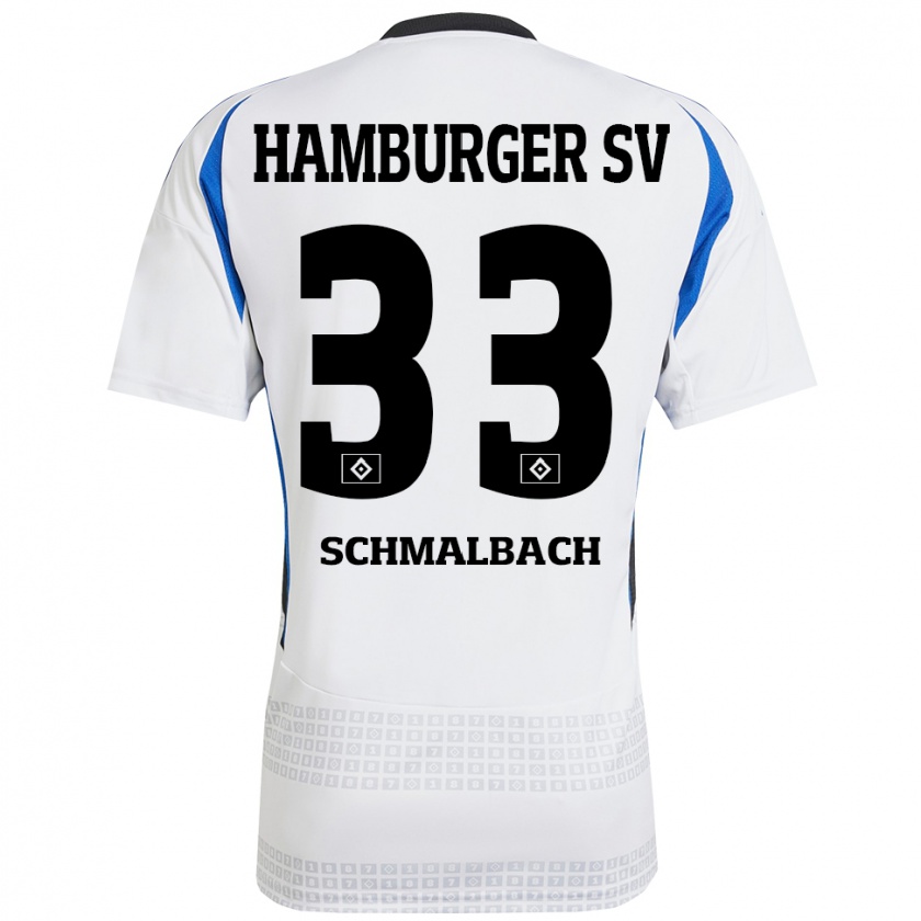 Kandiny Kinder Sebastian Schmalbach #33 Weiß Blau Heimtrikot Trikot 2024/25 T-Shirt