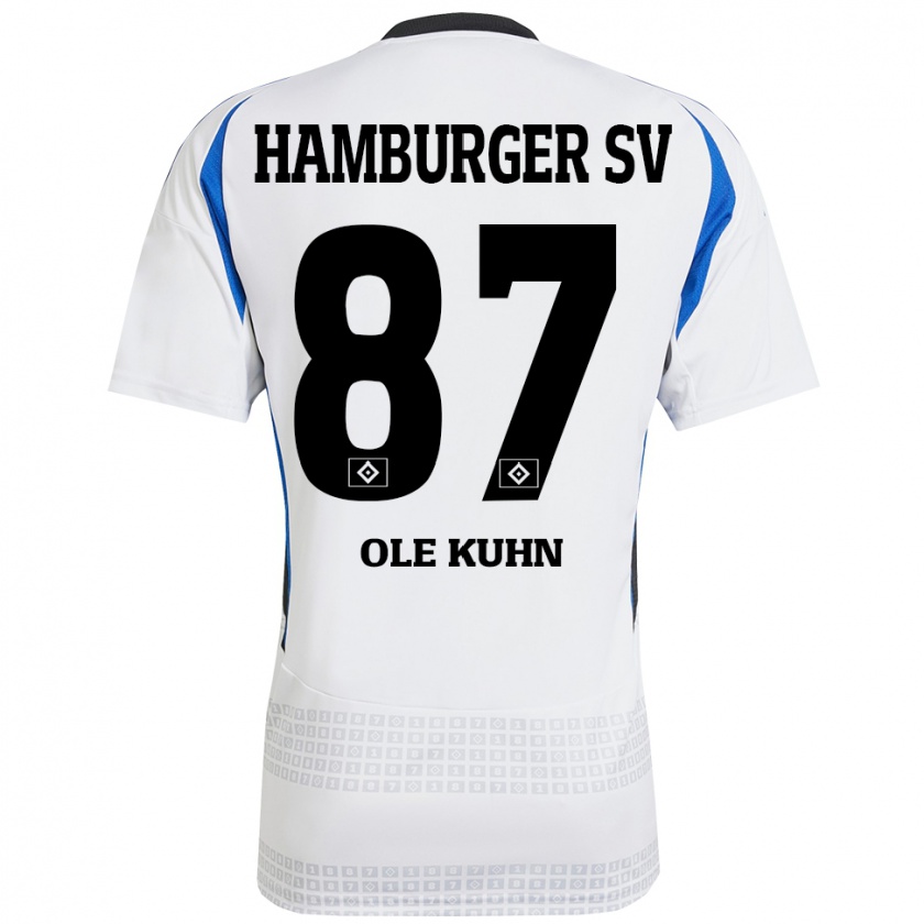 Kandiny Kinder Niklas Ole Kühn #87 Weiß Blau Heimtrikot Trikot 2024/25 T-Shirt