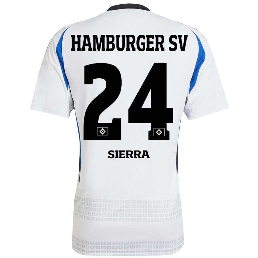 Kandiny Kinder Almudena Sierra #24 Weiß Blau Heimtrikot Trikot 2024/25 T-Shirt