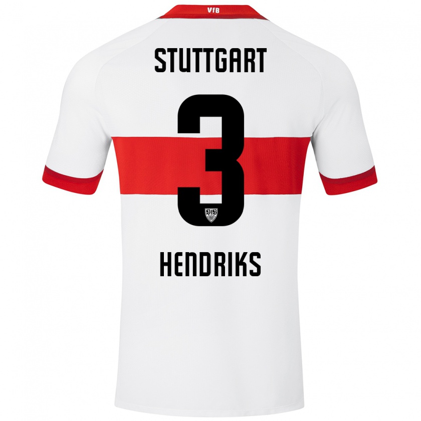 Kandiny Kinder Ramon Hendriks #3 Weiß Rot Heimtrikot Trikot 2024/25 T-Shirt