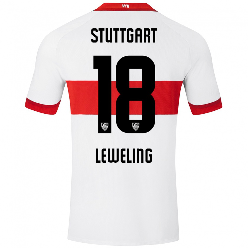 Kandiny Kinder Jamie Leweling #18 Weiß Rot Heimtrikot Trikot 2024/25 T-Shirt