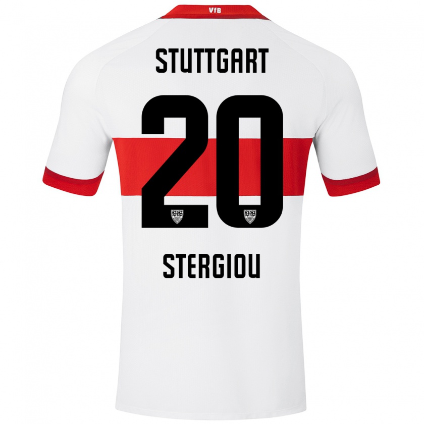 Kandiny Kinder Leonidas Stergiou #20 Weiß Rot Heimtrikot Trikot 2024/25 T-Shirt