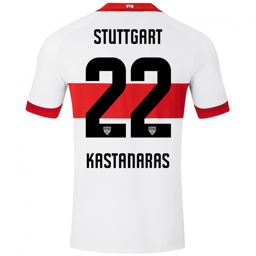 Kandiny Kinder Thomas Kastanaras #22 Weiß Rot Heimtrikot Trikot 2024/25 T-Shirt