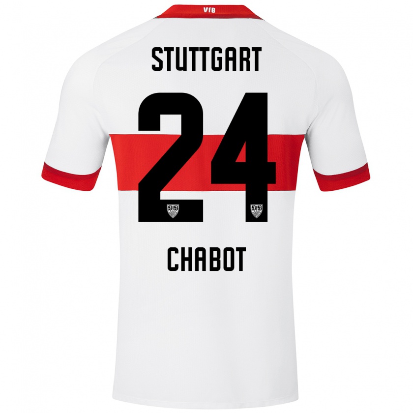 Kandiny Kinder Jeff Chabot #24 Weiß Rot Heimtrikot Trikot 2024/25 T-Shirt