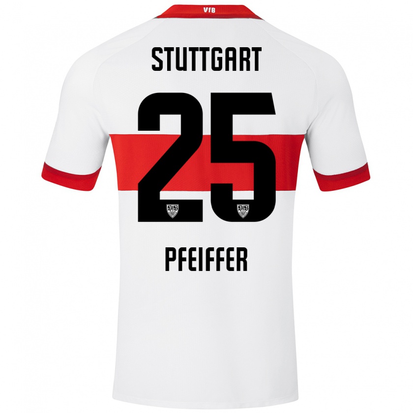 Kandiny Kinder Luca Pfeiffer #25 Weiß Rot Heimtrikot Trikot 2024/25 T-Shirt