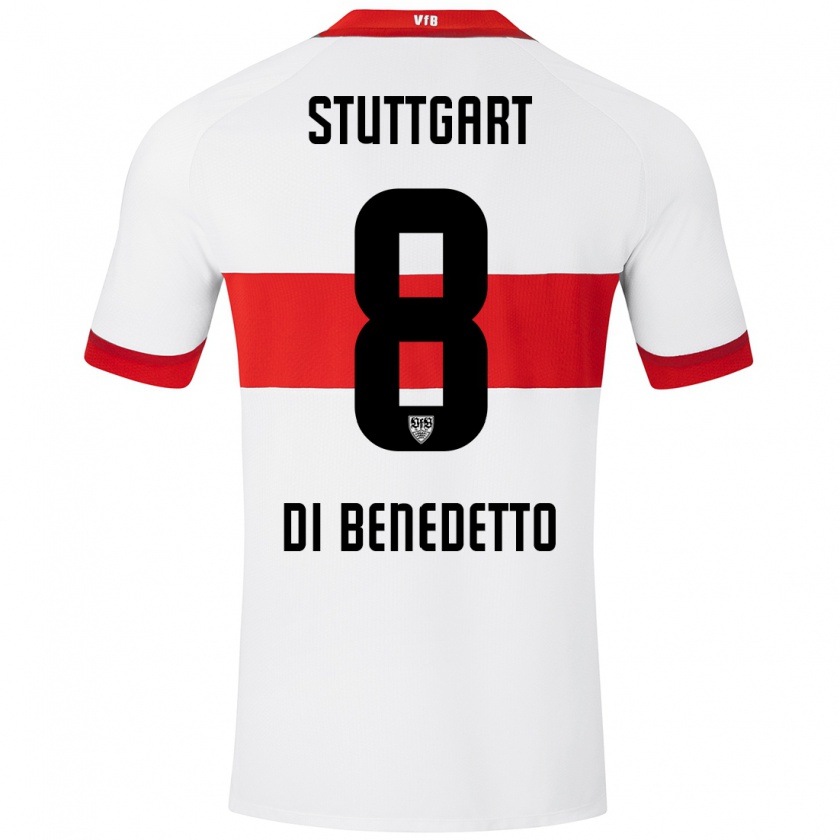 Kandiny Kinder Samuele Di Benedetto #8 Weiß Rot Heimtrikot Trikot 2024/25 T-Shirt