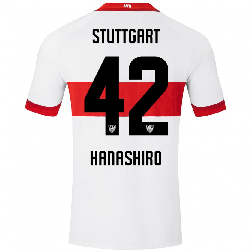 Kandiny Kinder Rinto Hanashiro #42 Weiß Rot Heimtrikot Trikot 2024/25 T-Shirt