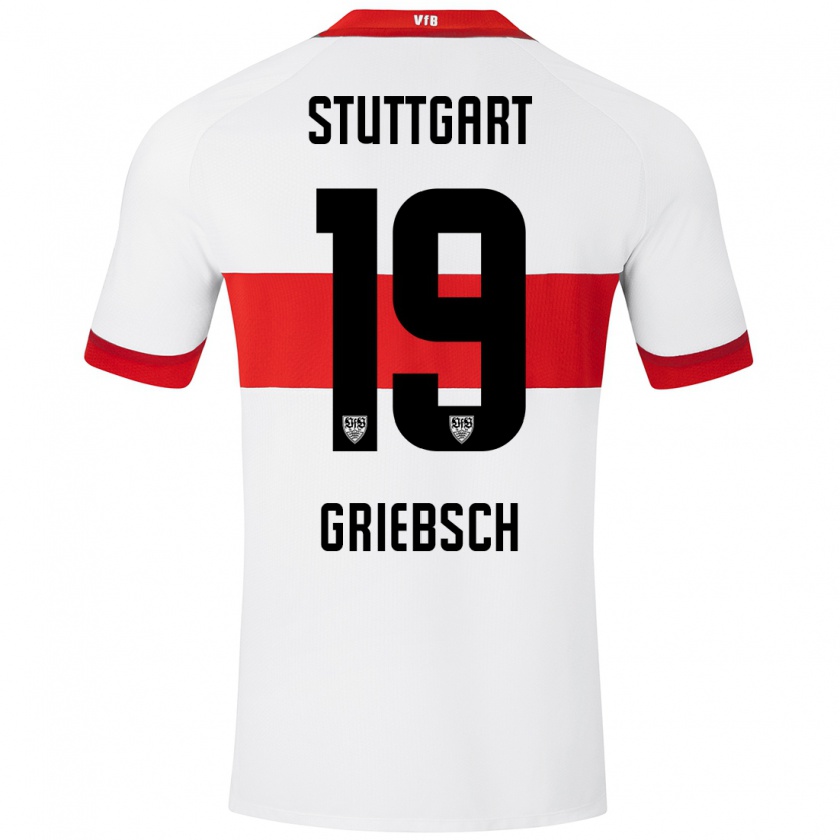 Kandiny Kinder Lukas Griebsch #19 Weiß Rot Heimtrikot Trikot 2024/25 T-Shirt