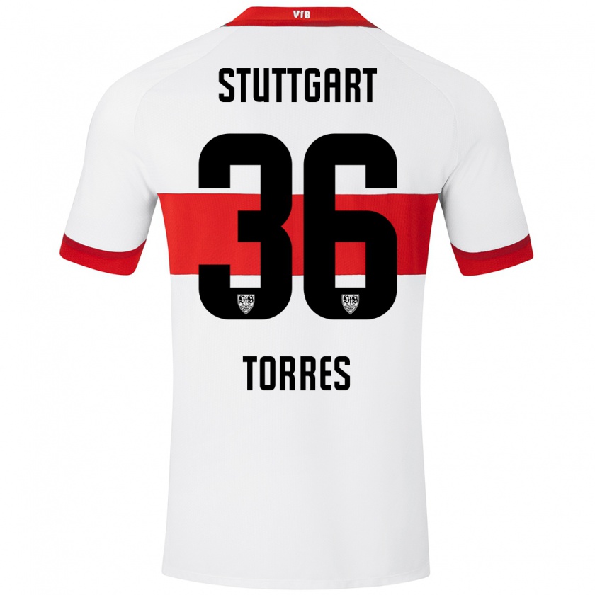 Kandiny Kinder Yohann Torres #36 Weiß Rot Heimtrikot Trikot 2024/25 T-Shirt