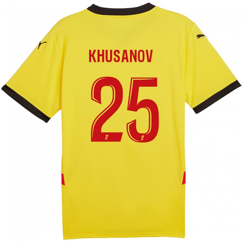 Kandiny Kinder Abdukodir Khusanov #25 Gelb Rot Heimtrikot Trikot 2024/25 T-Shirt