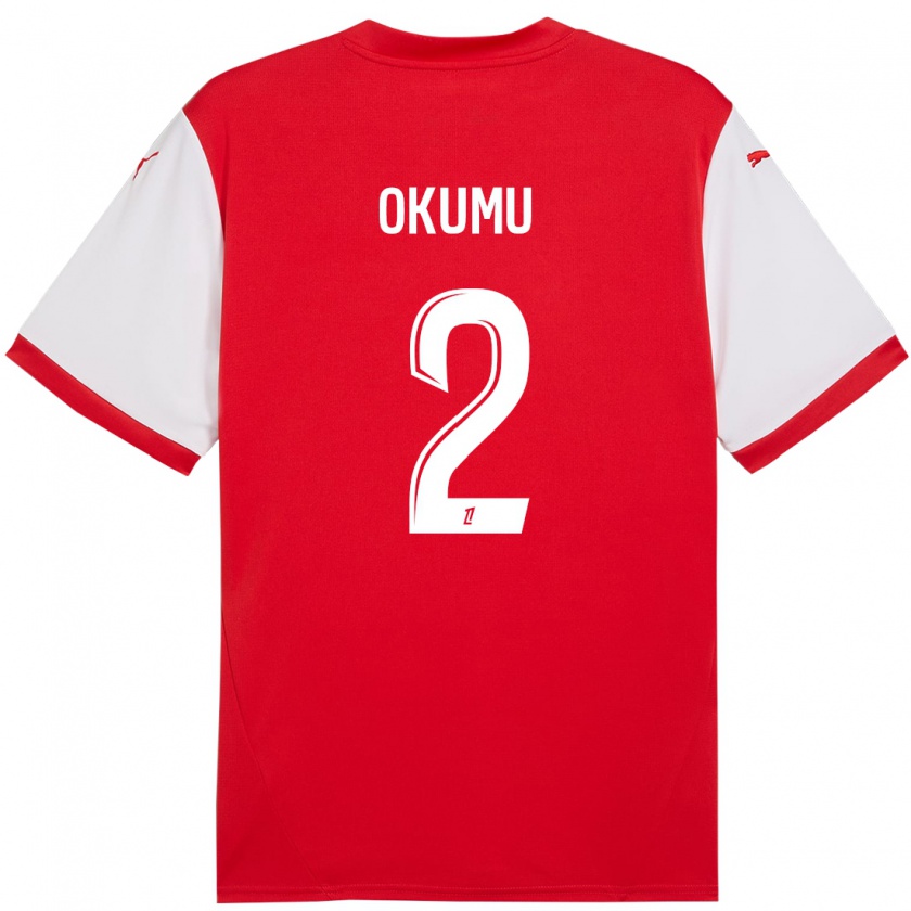 Kandiny Kinder Joseph Okumu #2 Rot Weiß Heimtrikot Trikot 2024/25 T-Shirt