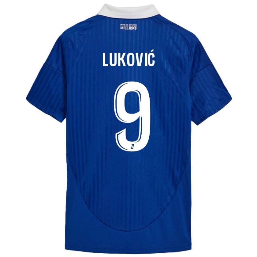 Kandiny Kinder Milos Lukovic #9 Blau Weiß Heimtrikot Trikot 2024/25 T-Shirt