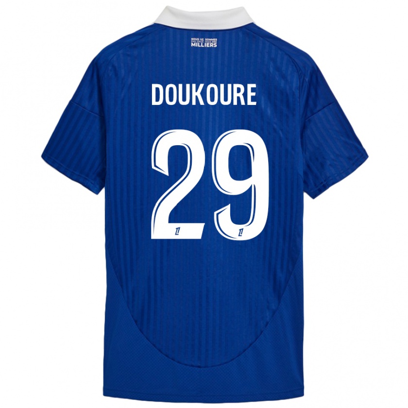 Kandiny Kinder Ismaël Doukouré #29 Blau Weiß Heimtrikot Trikot 2024/25 T-Shirt