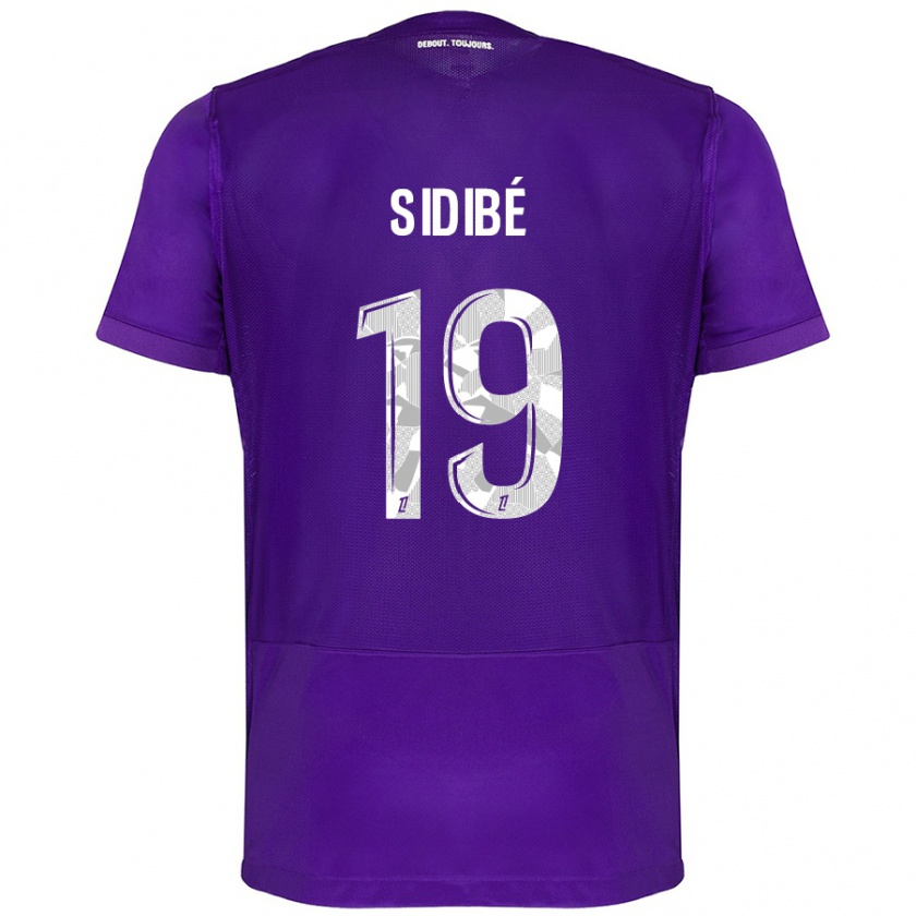 Kandiny Kinder Djibril Sidibé #19 Violett Weiß Heimtrikot Trikot 2024/25 T-Shirt