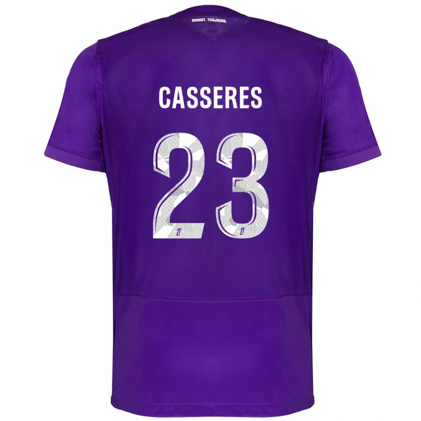 Kandiny Kinder Cristian Cásseres Jr. #23 Violett Weiß Heimtrikot Trikot 2024/25 T-Shirt