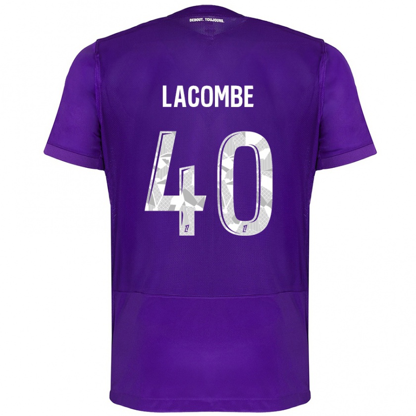 Kandiny Kinder Justin Lacombe #40 Violett Weiß Heimtrikot Trikot 2024/25 T-Shirt