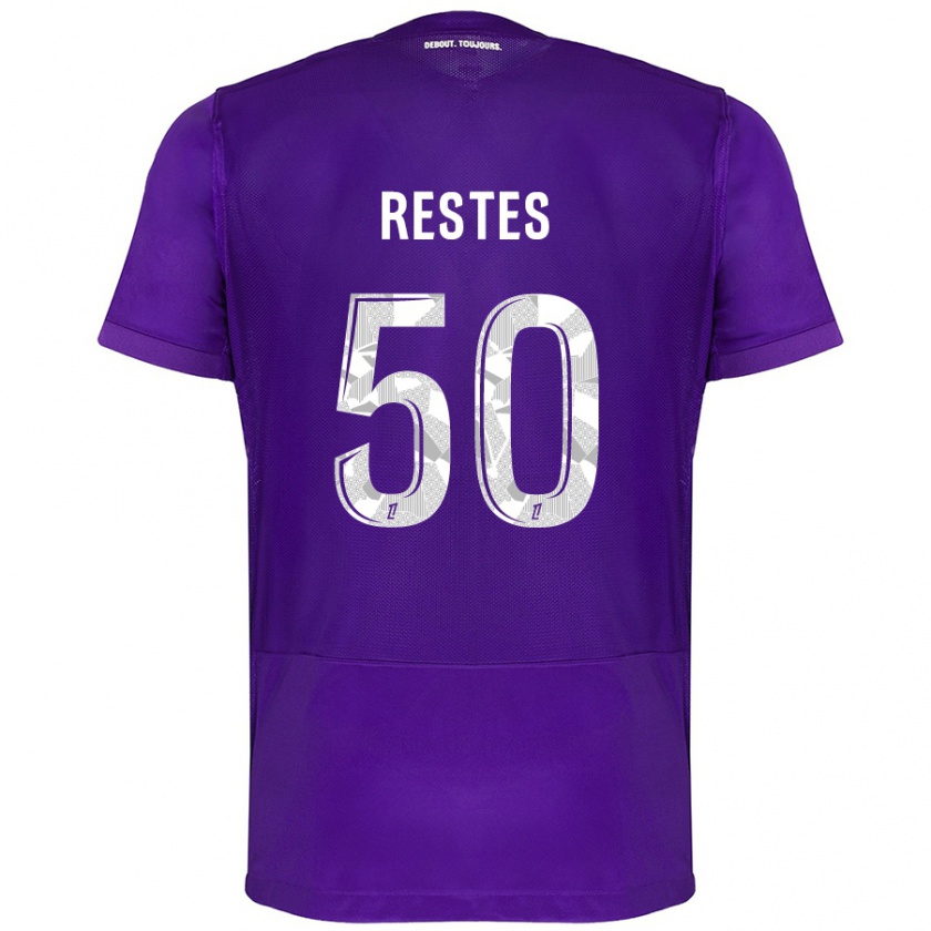 Kandiny Kinder Guillaume Restes #50 Violett Weiß Heimtrikot Trikot 2024/25 T-Shirt