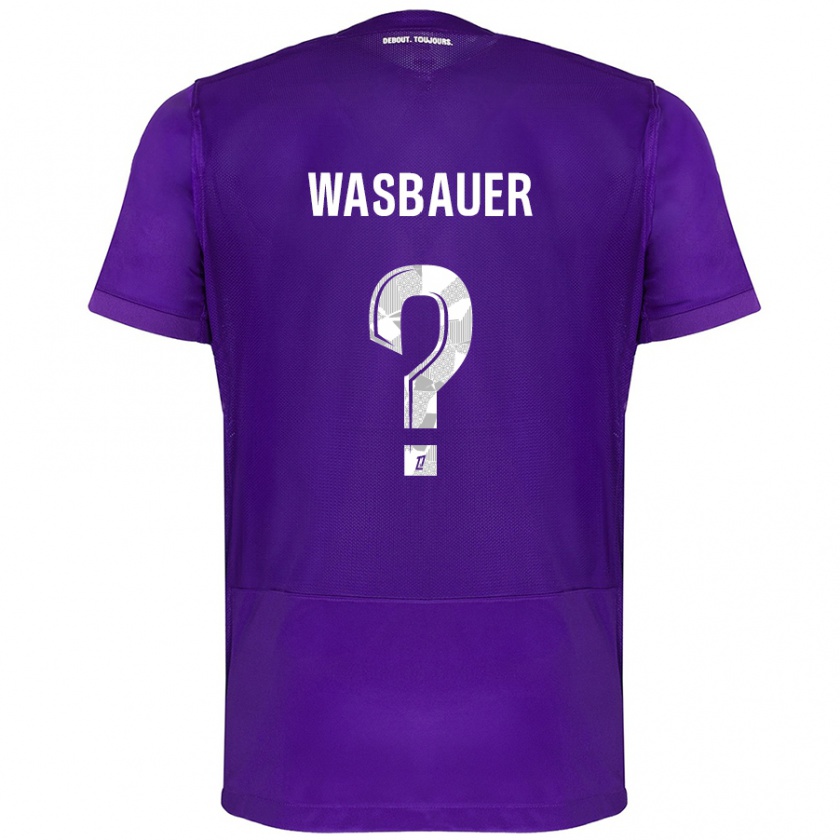 Kandiny Kinder Nicolas Wasbauer #0 Violett Weiß Heimtrikot Trikot 2024/25 T-Shirt