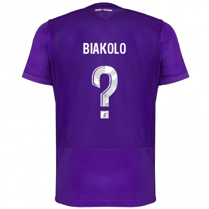 Kandiny Kinder Tony Biakolo #0 Violett Weiß Heimtrikot Trikot 2024/25 T-Shirt