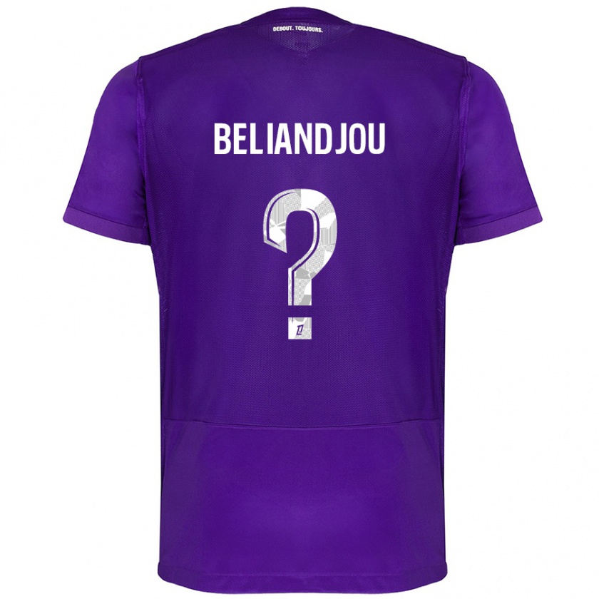 Kandiny Kinder Ruben Beliandjou #0 Violett Weiß Heimtrikot Trikot 2024/25 T-Shirt