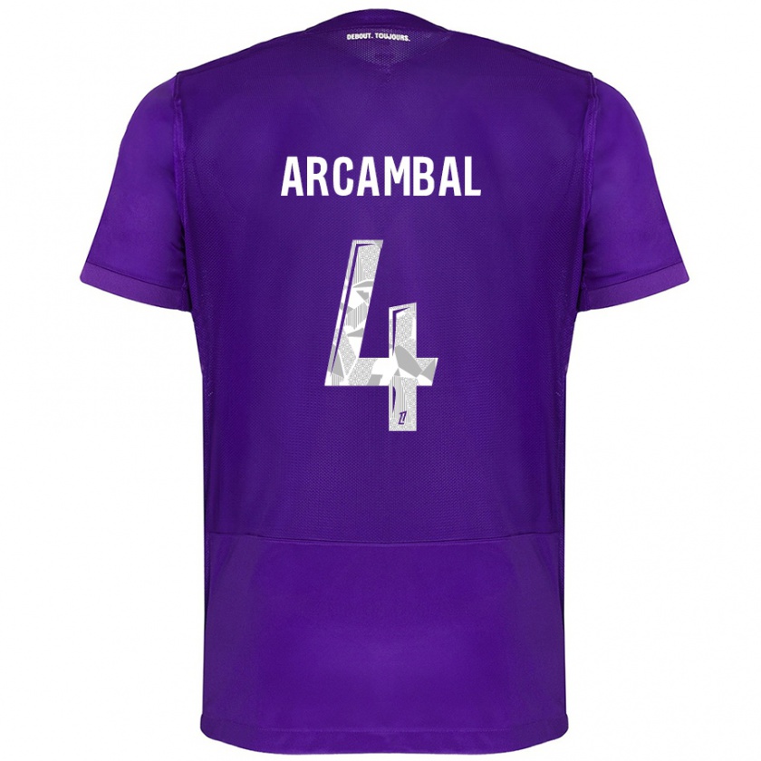 Kandiny Kinder Anais Arcambal #4 Violett Weiß Heimtrikot Trikot 2024/25 T-Shirt