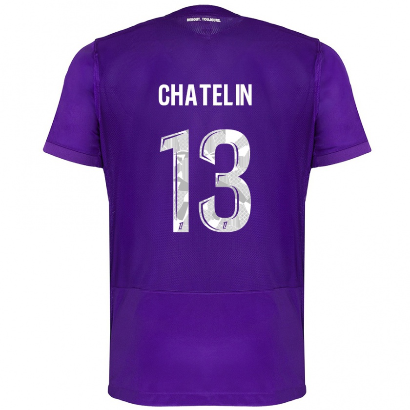 Kandiny Kinder Delphin Chatelin #13 Violett Weiß Heimtrikot Trikot 2024/25 T-Shirt