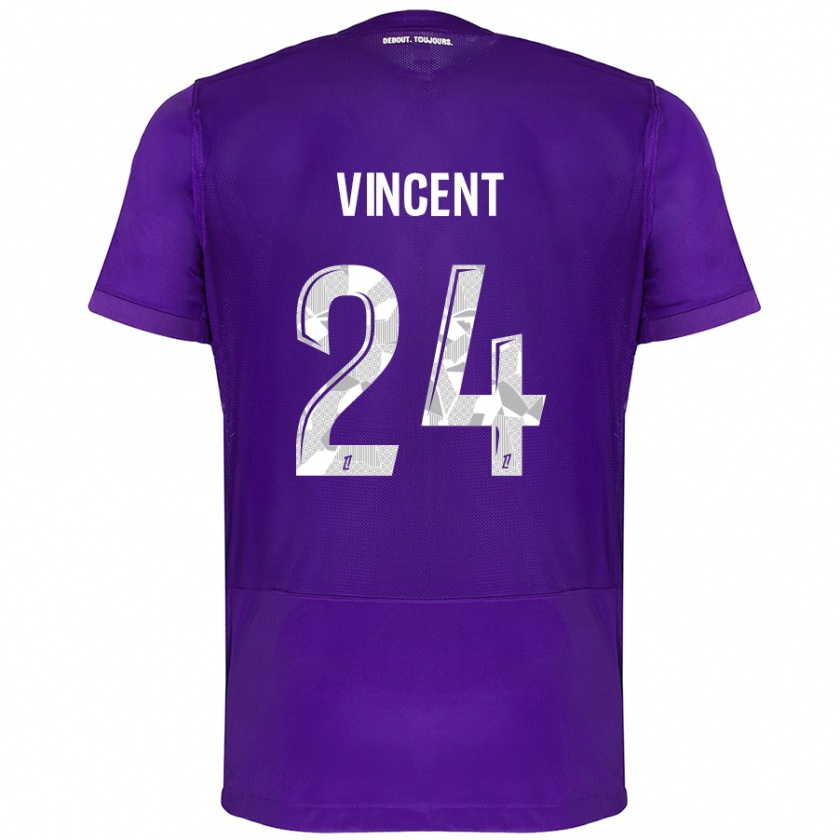 Kandiny Kinder Magalie Vincent #24 Violett Weiß Heimtrikot Trikot 2024/25 T-Shirt