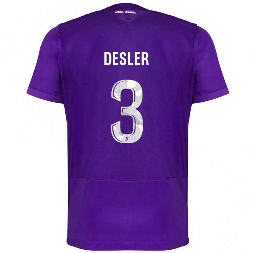 Kandiny Kinder Mikkel Desler #3 Violett Weiß Heimtrikot Trikot 2024/25 T-Shirt