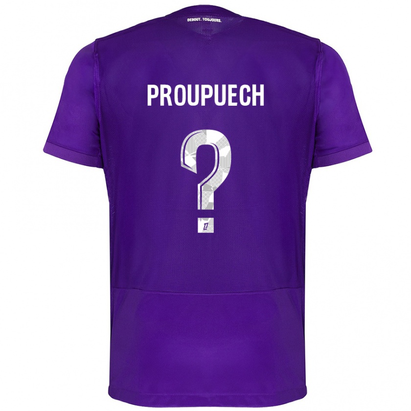 Kandiny Kinder Lucas Proupuech #0 Violett Weiß Heimtrikot Trikot 2024/25 T-Shirt