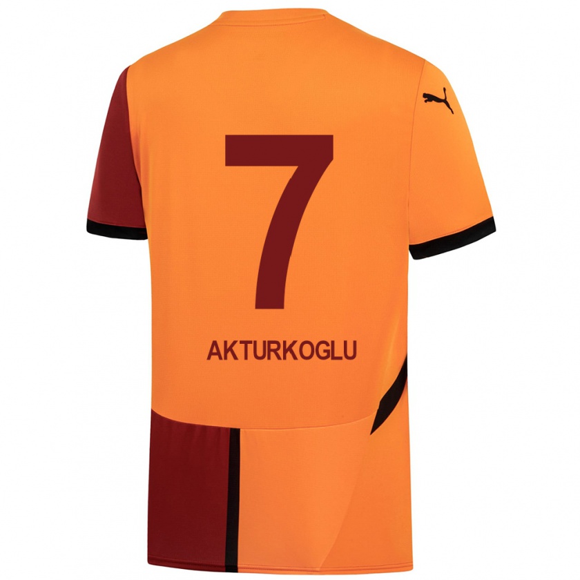 Kandiny Kinder Kerem Aktürkoğlu #7 Gelb Rot Heimtrikot Trikot 2024/25 T-Shirt