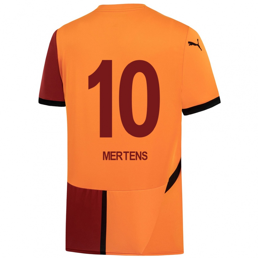 Kandiny Kinder Dries Mertens #10 Gelb Rot Heimtrikot Trikot 2024/25 T-Shirt