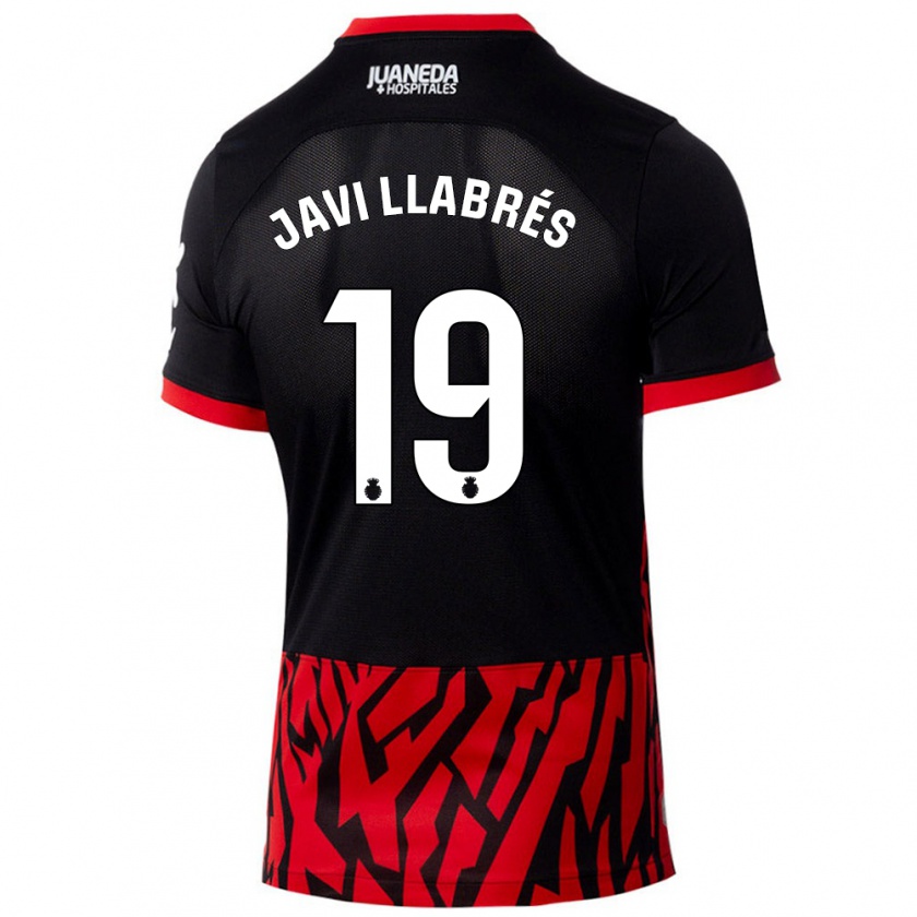 Kandiny Kinder Javi Llabrés #19 Schwarz Rot Heimtrikot Trikot 2024/25 T-Shirt