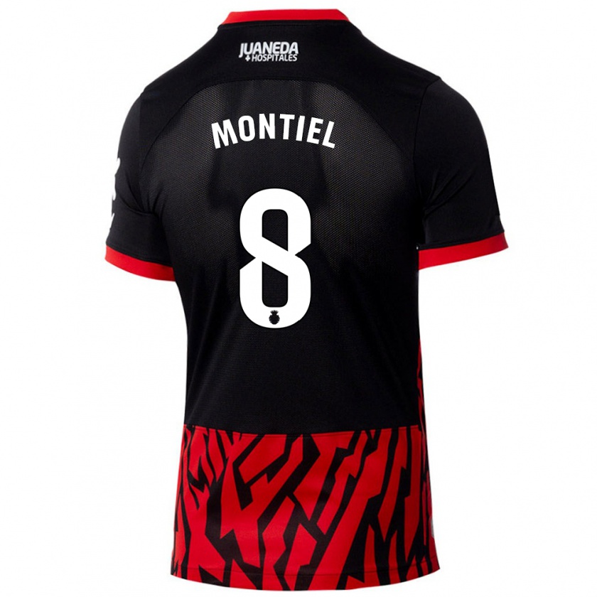 Kandiny Kinder Luis Montiel #8 Schwarz Rot Heimtrikot Trikot 2024/25 T-Shirt