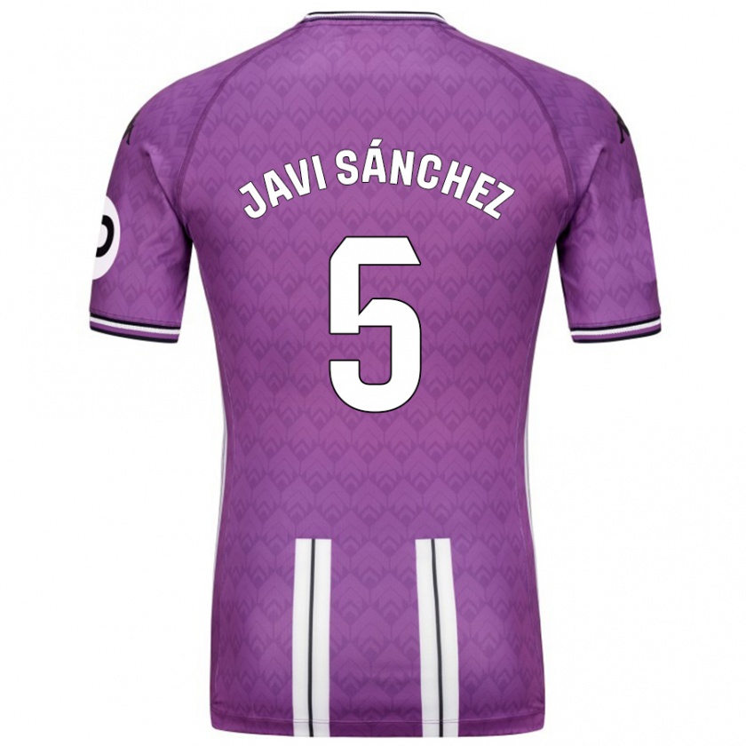 Kandiny Kinder Javi Sánchez #5 Violett Weiß Heimtrikot Trikot 2024/25 T-Shirt